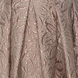 Max Mara Cream Lurex Floral Pattern Jacquard Long Skirt S 