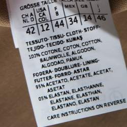 Pre Owned Max Mara Beige Cotton Bottom Side Fold Detail Sheath Skirt L