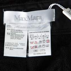 Pre Owned Max Mara Black Textured Wool Mid Length Wrap Skirt L