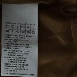 Pre Owned Max Mara Beige Silk Organza Detachable Hood Bomber Jacket M