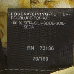 Pre Owned Max Mara Yellow Printed Silk Pleated Sleeveless Dress M