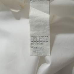 Pre Owned Max Mara White Cotton Hi-Lo Hem Collared Top L