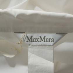 Pre Owned Max Mara White Cotton Hi-Lo Hem Collared Top L