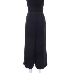 Pre Owned Max Mara Navy Blue Crepe Overlap Detail Culottes XS