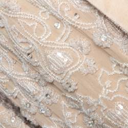 Pre Owned Max Mara Beige Silk Bead Embellished Jacket M