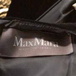 Pre Owned Max Mara Black Velvet & Embossed Lurex Jacquard Draped Dress S