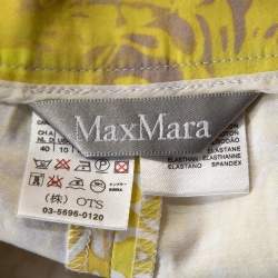 Pre Owned Max Mara Yellow Paisley Print Stretch Cotton Pencil Skirt M