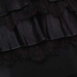 Pre Owned Max Mara Black Silk Lace Trim Sleeveless Maxi Dress S