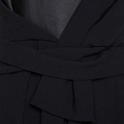 Pre Owned Max Mara Black Satin & Crepe Bow Detail Sleeveless Maxi Dress L