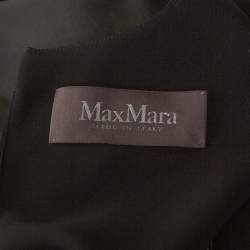 Pre Owned Max Mara Black Satin & Crepe Bow Detail Sleeveless Maxi Dress L
