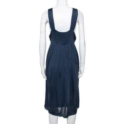 Max Mara Midnight Blue Silk Jersey Halter Neck Dress M