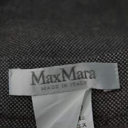 Pre Owned Max Mara Grey Wool Flared Back Detail Pencil Skirt M