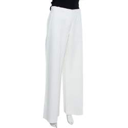 Pre Owned Max Mara  White Denim Wide Leg Pants L