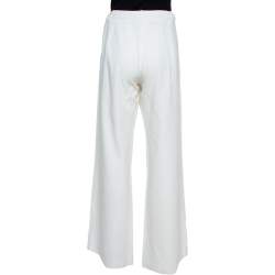 Pre Owned Max Mara  White Denim Wide Leg Pants L