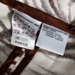Max Mara White & Brown Printed Canvas Belted Coat M
