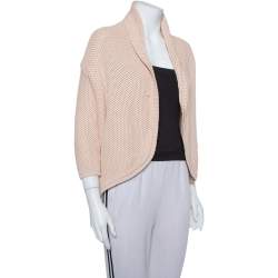 Max Mara Pink Open Knit Open Front Jacket S