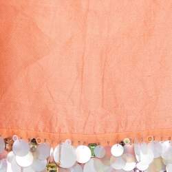 Pre Owned Max Mara Peach Silk Sequin Embellished Sleeveless Top S