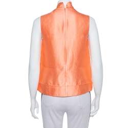 Pre Owned Max Mara Peach Silk Sequin Embellished Sleeveless Top S