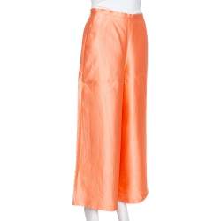 Pre Owned Max Mara Peach Silk High Waist Palazzo Pants S