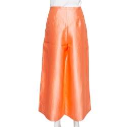 Pre Owned Max Mara Peach Silk High Waist Palazzo Pants S