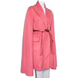 Pre Owned Max Mara x Atelier Coral Pink Cashmere Belted Cape Coat M