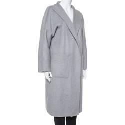 Pre Owned Max Mara Grey Cashmere Open Front Coat L