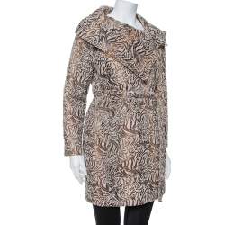 Pre Owned Max Mara Beige Wool Oversized Collar Detail Belted Mid Length Coat M