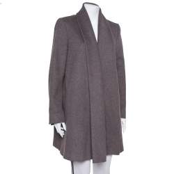 Max Mara Dark Grey Wool Open Front Coat L