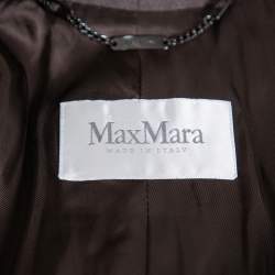 Max Mara Dark Grey Wool Open Front Coat L