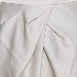 Max Mara Studio Cream Satin Pleated Detail Midi Skirt S