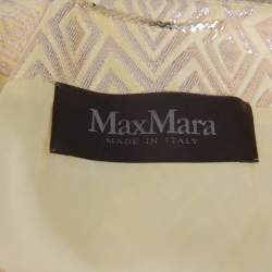 Pre Owned Max Mara Gold Brocade Button Front Mid Length Oversized Coat S