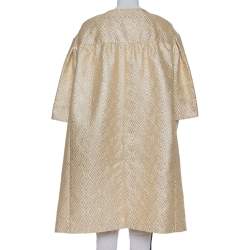 Pre Owned Max Mara Gold Brocade Button Front Mid Length Oversized Coat S