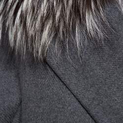 Max Mara Atelier Grey Collar Fur Lined Double Breasted Jacket S
