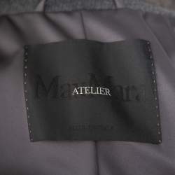 Max Mara Atelier Grey Collar Fur Lined Double Breasted Jacket S