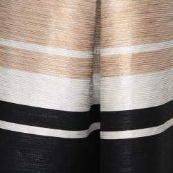 Pre Owned Max Mara Black & Beige Textured Cotton Tondo Maxi Skirt L