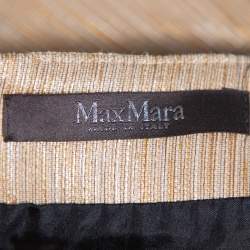 Pre Owned Max Mara Black & Beige Textured Cotton Tondo Maxi Skirt L
