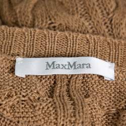 Pre Owned Max Mara Camel Brown Cable Knit Sleeveless Sweater L