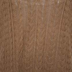 Pre Owned Max Mara Camel Brown Cable Knit Sleeveless Sweater L