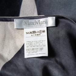 Pre Owned Max Mara Grey Abstract printed Silk Draped Neck Maxi Dress M