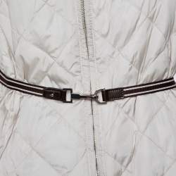 Pre Owned Max Mara The Cube Cream Quilted Fur Lined Hooded Jacket M