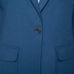 Max Mara Teal Blue Wool Button Front Blazer M