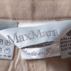 Pre Owned Max Mara Beige Wool Knee Length Skirt L