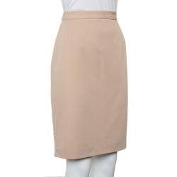 Pre Owned Max Mara Beige Wool Knee Length Skirt L