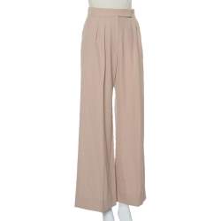 Pre Owned Max Mara Beige Wool Wide Leg Trousers S