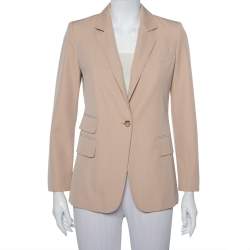 Pre Owned Max Mara Beige Wool Button Front Unno Blazer S
