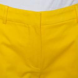 Pre Owned Max Mara Yellow Cotton Button Detail Trousers S