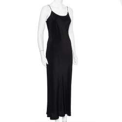 Pre Owned Max Mara Black Silk Sheer Slip Dress M