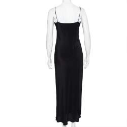 Pre Owned Max Mara Black Silk Sheer Slip Dress M