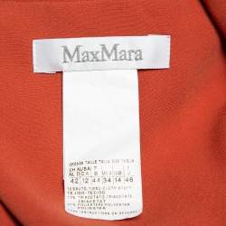 Pre Owned Max Mara Brown Crepe Asymmetric Draped Balloon Midi Dress L