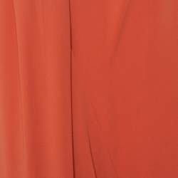 Pre Owned Max Mara Brown Crepe Asymmetric Draped Balloon Midi Dress L